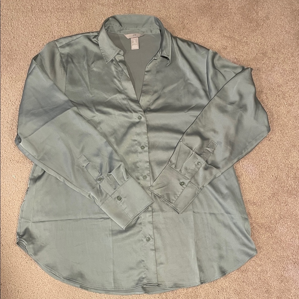H&M Silky Blouse in Blue-green